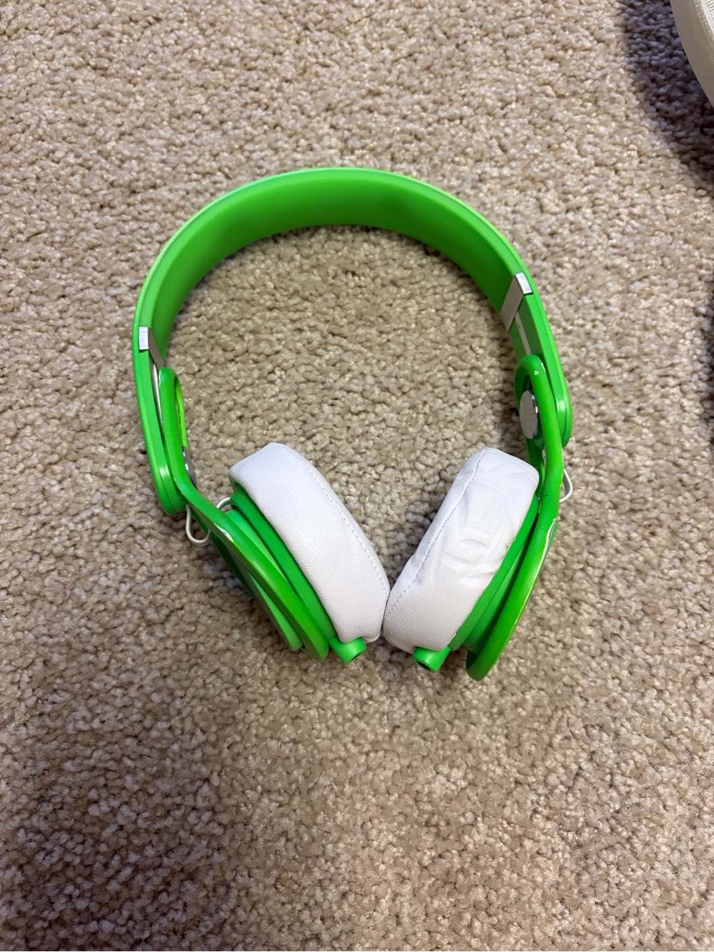 Beats by Dre Green and White On-Ear Headphones